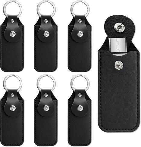 6 Pcs Flash Drive Holder, Leather Storage Case, Flash Drive Storage Case, Computer Hard Drive Accessories Protection Sleeves (Black) in Kuwait