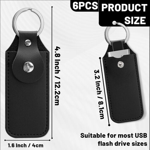 6 Pcs Flash Drive Holder, Leather Storage Case, Flash Drive Storage Case, Computer Hard Drive Accessories Protection Sleeves (Black) in Kuwait