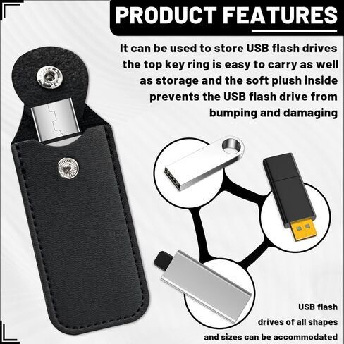 6 Pcs Flash Drive Holder, Leather Storage Case, Flash Drive Storage Case, Computer Hard Drive Accessories Protection Sleeves (Black) in Kuwait