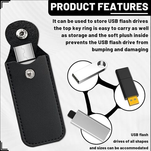 حامل محرك أقراص فلاش 6 أجهزة كمبيوتر ، حالة تخزين جلدية ، حالة تخزين محرك أقراص فلاش ، أكمام حماية محرك الأقراص الصلبة للكمبيوتر (أسود) in Kuwait