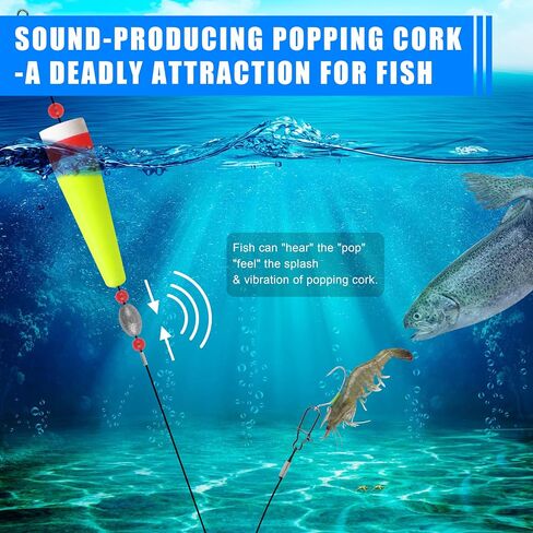 AGOOL Fishing Floats Rigs Popping Corks for Saltwater Rattle Weighted Fishing Bobbers Tackle Redfish and Speckled Trout Fishing Tackle Saltwater Freshwater in Saudi Arabia