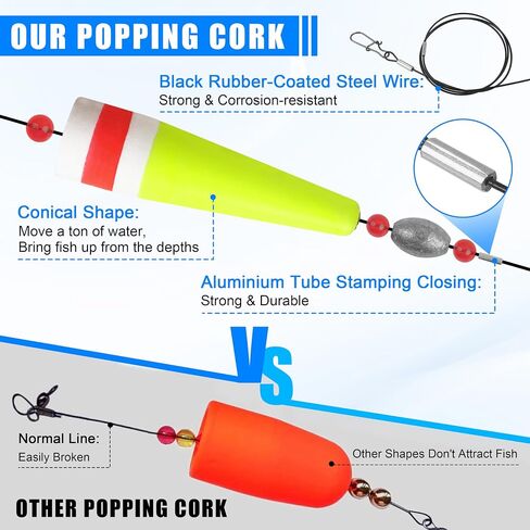 AGOOL Fishing Floats Rigs Popping Corks for Saltwater Rattle Weighted Fishing Bobbers Tackle Redfish and Speckled Trout Fishing Tackle Saltwater Freshwater in Saudi Arabia