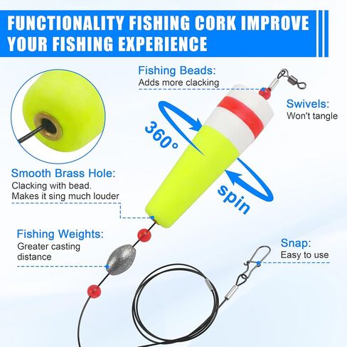 AGOOL Fishing Floats Rigs Popping Corks for Saltwater Rattle Weighted Fishing Bobbers Tackle Redfish and Speckled Trout Fishing Tackle Saltwater Freshwater in Saudi Arabia