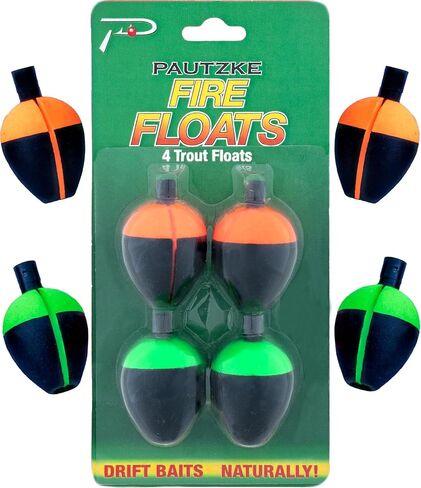 Fire Floats Trout Fishing Bobbers, Two-Tone Design, Lightweight, Durable, Ideal for Small Creeks, Streams, Rivers, Lakes, Available in Bulk Pack, Large, Combo, Small (4, Large) in Saudi Arabia