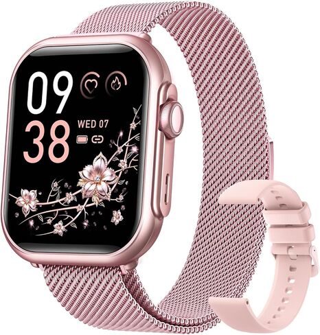 الساعات الذكية للنساء (Android/iPhone) ، 1.83 "HD Smart Watch مع المكالمات/الرسائل/الإشعارات ، ومراقبة ضغط الدم/معدل ضربات القلب/SPO2/الدم ، و 110+ أوضاع رياضية. in Saudi Arabia