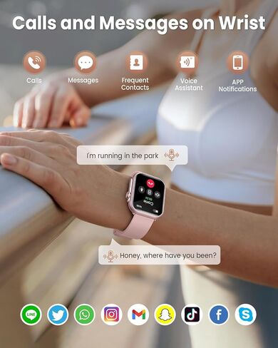 الساعات الذكية للنساء (Android/iPhone) ، 1.83 "HD Smart Watch مع المكالمات/الرسائل/الإشعارات ، ومراقبة ضغط الدم/معدل ضربات القلب/SPO2/الدم ، و 110+ أوضاع رياضية. in Saudi Arabia