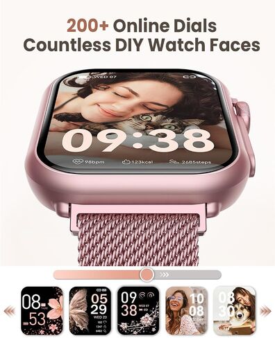 الساعات الذكية للنساء (Android/iPhone) ، 1.83 "HD Smart Watch مع المكالمات/الرسائل/الإشعارات ، ومراقبة ضغط الدم/معدل ضربات القلب/SPO2/الدم ، و 110+ أوضاع رياضية. in Saudi Arabia