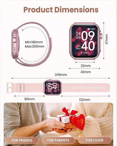 الساعات الذكية للنساء (Android/iPhone) ، 1.83 "HD Smart Watch مع المكالمات/الرسائل/الإشعارات ، ومراقبة ضغط الدم/معدل ضربات القلب/SPO2/الدم ، و 110+ أوضاع رياضية. in Saudi Arabia