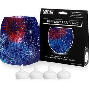 Modgy Luminary Lanterns 4-Pack - Floating LED Candles with Batteries Included - Luminaries are Great for Weddings, Parties, Patios & Celebrations of All Kinds (Sheedo) in Kuwait
