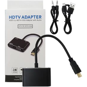 HDMI to VGA+HDMI Adapter for Dual Monitors, VGA to HDMI Adapter Splitter 2 in 1,1080P@60HZ Full HD Display Video Converter for PC Laptop Link Monitor/HDTV/Projector, Plug & Play in Saudi Arabia