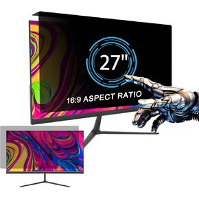27 Inch Computer Privacy Screen Filter for 16:9 Widescreen Monitor, Anti-Blue Light Indicator Filter, Anti Glare Protector Shield, Removable Hanging Monitor Panel (24.09 X 14.01 inch) in Saudi Arabia