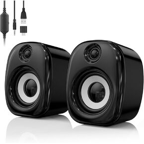Desktop Speakers,Computer Speakers for Desktop PC,Desktop Gaming Speakers,Small Computer Speakers USB Powered 3.5mm Aux Speaker for PC,Laptop,Tablet,Monitor,Phone, Black in Kuwait
