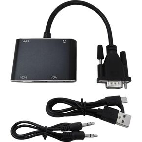 New VGA to HDMI+VGA Adapter for Dual Monitors, VGA to HDMI Adapter Splitter 2 in 1,1080P@60HZ Full HD Display Video Converter for PC Laptop Link Monitor/HDTV/Projector in Kuwait