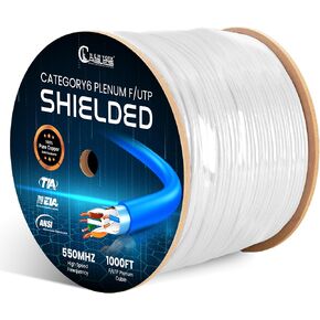 كابلات NewYork Cables Cat6 محمية 1000 قدم - 100 ٪ موصلات النحاس العارية الصلبة - Poe ++ دعم ، 23 AWG ، 550 ميجا هرتز درع إحباط إجمالي (F/UTP) - تعزيز شبكتك بسرعة عالية (خضراء) in Kuwait