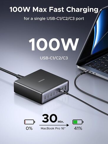 UGREEN 200W 8-Port GaN USB C Charger Block, Desktop Charging Station USB C and USB PD 100W Fast Charging Compatible for MacBook Pro 16" Air, XPS 13, iPad Pro, iPhone 16 Pro, Galaxy S25 in Saudi Arabia