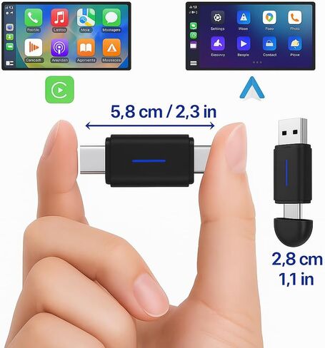 LinkWave Wireless CarPlay and Android Auto Adapter 2025–USB-A and USB-C Plug and Play–Convert Wired CarPlay to Wireless–5G Wi-Fi 3s Fast Bluetooth Connection–Compact Design for iPhone&Android Auto in Saudi Arabia