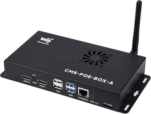 Waveshare Compute Module 5 IO Board+Case ، متوافق مع جميع المتغيرات من Raspberry Pi CM5 ، مع ميزة POE ، حزمة مع لوحة+Case+Power Supply in Saudi Arabia