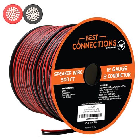 Audiopipe 12 Gauge Speaker Zip Wire (500 Feet) – Primary Bonded Red & Black Speaker Cables - Durable Stranded Speakers Wire for Car Audio, Automotive, Home Theatre and Trailer Harness Wiring in Saudi Arabia