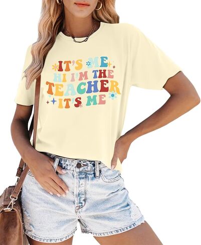 Teacher T Shirt for Women Funny Teaching Heart Graphic Tee Tops Teacher Day Gift Shirts in Kuwait