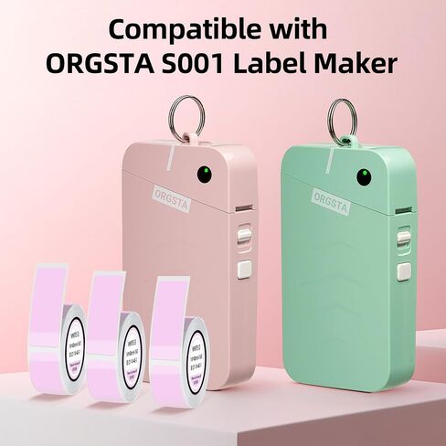 Label Maker Tape, Standard Laminated Thermal Label Tape Replacement, 0.47"x1.57" (12x40mm), Compatible with ORGSTA S001 Printer, Thermal Printable Paper 160 Tapes/Roll, 3-Roll, Pink in Saudi Arabia