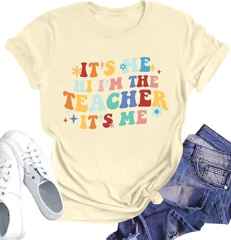Teacher T Shirt for Women Funny Teaching Heart Graphic Tee Tops Teacher Day Gift Shirts in Kuwait