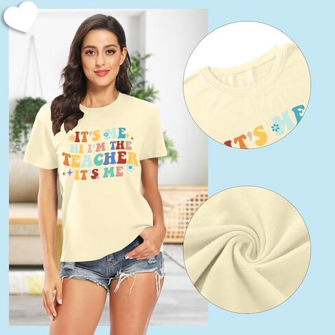 Teacher T Shirt for Women Funny Teaching Heart Graphic Tee Tops Teacher Day Gift Shirts in Kuwait