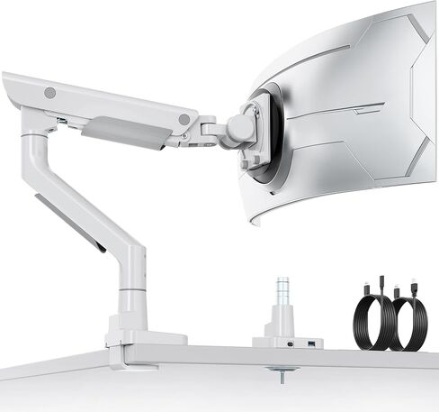 Montek Sleek Aluminium Monitor Arm for 17–57 "شاشات Ultrawide تصل إلى 59 رطلاً ، USB 3.0 A/C ، MAX VESA 100x100 in Kuwait
