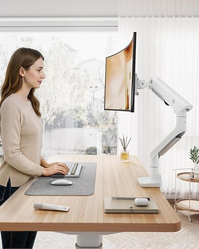 monTEK Sleek Aluminum Monitor Arm for 17–57" Ultrawide Screens up to 59 lbs, USB 3.0 A/C, Heavy Duty Single Monitor Arm Desk Mount, Pneumatic Lift, Quick-Release Plate, Clamp/Grommet, Max VESA 100x100 in Saudi Arabia