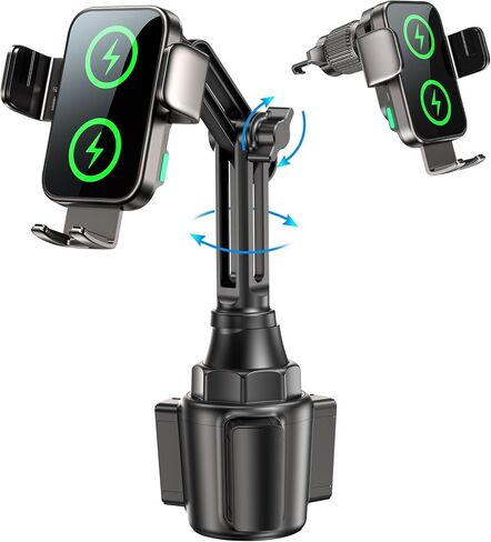 Dual Coil 15W Cup Phone Holder Mount,Wireless Car Charger Auto-Clamping Fast Charging Vent Phone Holders for Your Car for iPhone Series,Samsung Flip S25 S24 S23 S22 Ultra in Kuwait