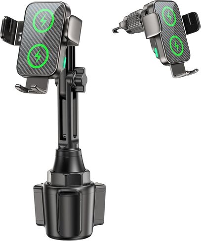 Dual Coil 15W Cup Phone Holder Mount,Wireless Car Charger Auto-Clamping Fast Charging Vent Phone Holders for Your Car for iPhone Series,Samsung Flip S25 S24 S23 S22 Ultra in Kuwait