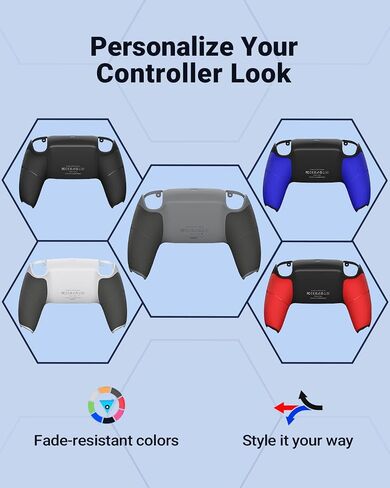 CHARM FOCUS Back Shell Grip Cover Compatible with PS5 Controller, Soft Rubber Overmold and Anti-Slip Diamond Texture, Seamless-Fit Replacement for PS5 Controller Shell, Gray in Kuwait