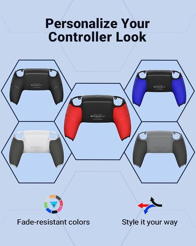 CHARM FOCUS Back Shell Grip Cover Compatible with PS5 Controller, Soft Rubber Overmold and Anti-Slip Diamond Texture, Seamless-Fit Replacement for PS5 Controller Shell, Gray in Kuwait