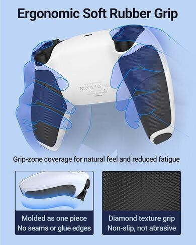 CHARM FOCUS Back Shell Grip Cover Compatible with PS5 Controller, Soft Rubber Overmold and Anti-Slip Diamond Texture, Seamless-Fit Replacement for PS5 Controller Shell, Gray in Kuwait