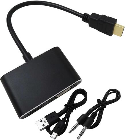 2025 Upgrade 2 in 1 HDMI to VGA+HDMI Adater for Windows XP/7/8/8.1/10/11 and for Mac OS and for Linux Systems HDMI+VGA Dual Ports in Saudi Arabia
