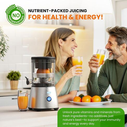 Eurolux Electric Citrus Juicer Stainless Steel | قسط من اليدين خالية من اليدين أحادية اللمسات من عصير البرتقال للبرتقال والليمون والليمون | عملية هادئة ، سهلة التنظيف ، كونترتوب صغيرة الأجهزة المطبخ (متجددة) in Saudi Arabia