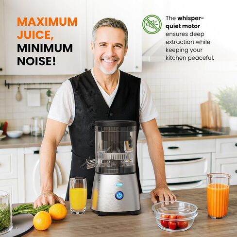 Eurolux Electric Citrus Juicer Stainless Steel | قسط من اليدين خالية من اليدين أحادية اللمسات من عصير البرتقال للبرتقال والليمون والليمون | عملية هادئة ، سهلة التنظيف ، كونترتوب صغيرة الأجهزة المطبخ (متجددة) in Saudi Arabia