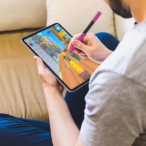 Stylus Pens for Touch Screens - Disc & Fiber Tip 2 in 1 High Sensitivity Universal Stylus for iPad, iPhone, Tablets and Other Capacitive Touch Screens (Purple) in Saudi Arabia