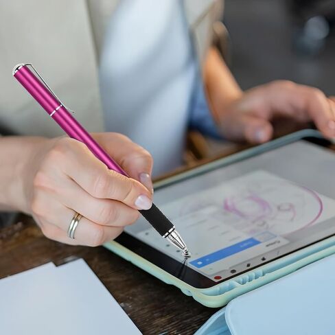 Stylus Pens for Touch Screens - Disc & Fiber Tip 2 in 1 High Sensitivity Universal Stylus for iPad, iPhone, Tablets and Other Capacitive Touch Screens (Purple) in Saudi Arabia