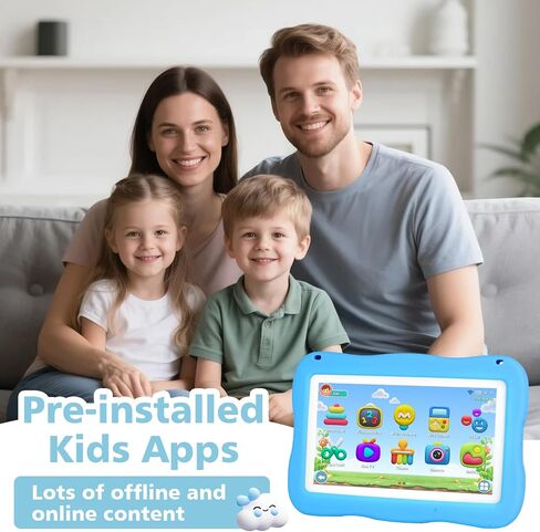 Kids Tablet 32GB Tablet for Kids 3-7 with Lots of Offline Content, Toddler Tablets 7 inch Kids Software Installed with Protective Case WiFi, Parental Control, Tablets for Toddlers Children Ages 3-12 in Kuwait