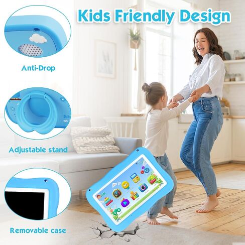 Kids Tablet 32GB Tablet for Kids 3-7 with Lots of Offline Content, Toddler Tablets 7 inch Kids Software Installed with Protective Case WiFi, Parental Control, Tablets for Toddlers Children Ages 3-12 in Kuwait