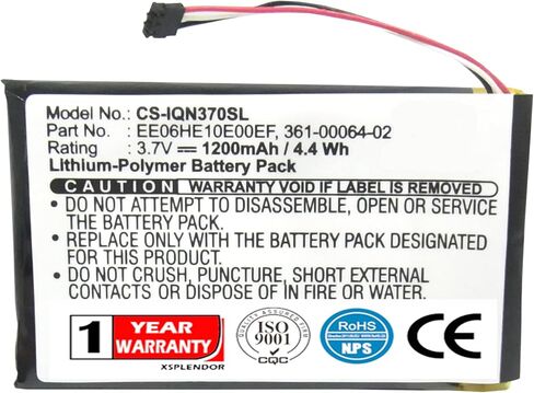 XPS Replacement Battery for Nuvi 3700 Nuvi 3760 Nuvi 3760T Nuvi 3790 Nuvi 3790T PN 361-00046-02 361-00064-02 EE06HE10E00EF in Saudi Arabia