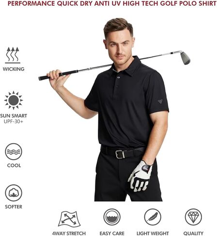 Mens Polo Shirts Short and Long Sleeve Casual Solid Stylish Dry Fit Performance Designed Collared Golf Polo Shirts for Men in Saudi Arabia