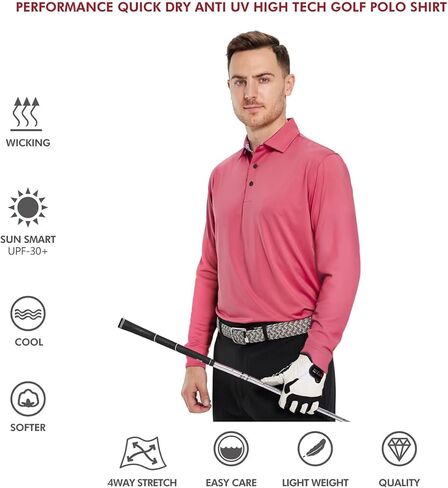 Mens Polo Shirts Short and Long Sleeve Casual Solid Stylish Dry Fit Performance Designed Collared Golf Polo Shirts for Men in Saudi Arabia