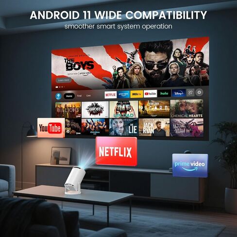جهاز عرض صغير ، جهاز عرض محمول مع WiFi 6 و Bluetooth 5.4 ، 170 ANSI 4K HD MOVIER ، متوافق مع الهاتف ، عصا التلفزيون ، الكمبيوتر المحمول ، HDMI ، USB للفيلم Home Outdoor ، HY300 Pro+ in Kuwait