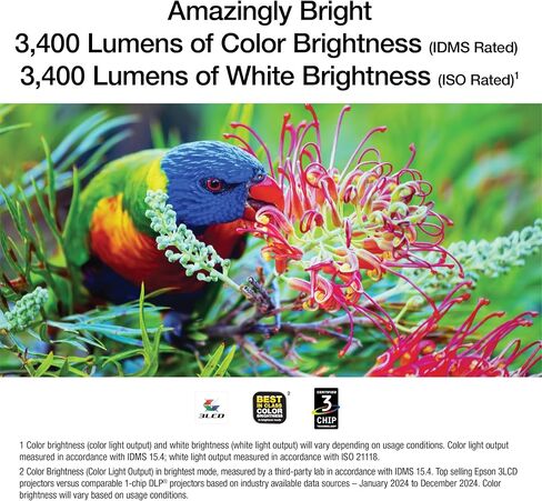 Epson Home Cinema 1100 3-CHIP 3LCD Wireless 1080p Projector ، يتدفق مع Apple Airplay ، Miracast ، المسرح المنزلي/الألعاب ، 3400 لون ولاء ، سطوع أبيض ، مكبر صوت ، 16000: 1 على النقيض ، 2x HDMI in Kuwait