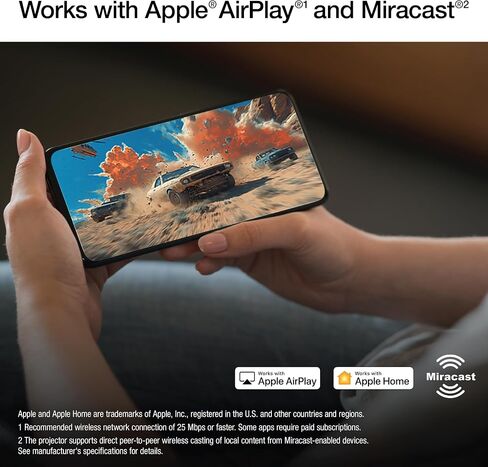 Epson Home Cinema 1100 3-CHIP 3LCD Wireless 1080p Projector ، يتدفق مع Apple Airplay ، Miracast ، المسرح المنزلي/الألعاب ، 3400 لون ولاء ، سطوع أبيض ، مكبر صوت ، 16000: 1 على النقيض ، 2x HDMI in Kuwait