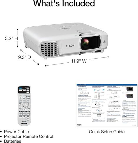 Epson Home Cinema 1100 3-CHIP 3LCD Wireless 1080p Projector ، يتدفق مع Apple Airplay ، Miracast ، المسرح المنزلي/الألعاب ، 3400 لون ولاء ، سطوع أبيض ، مكبر صوت ، 16000: 1 على النقيض ، 2x HDMI in Kuwait