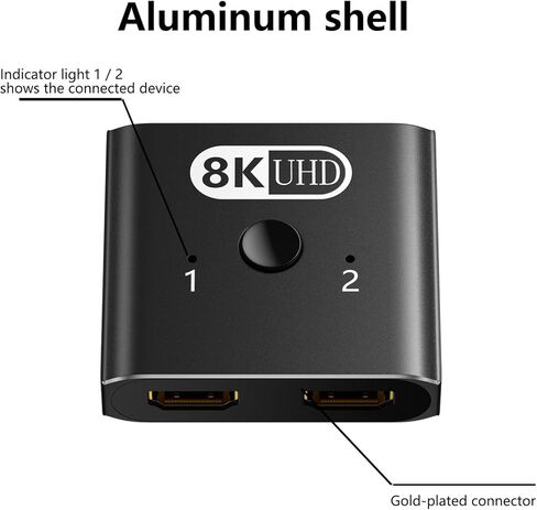 4K HD 2.0 SPLITTER 2 in 1 Out - 4K@120Hz BI -Direction HD SWITE TINE إلى محول أنثى ، Multi Port HD Switcher | محدد للمراقبة المزدوجة ثلاثية الأبعاد ألعاب الكمبيوتر PS5 Xbox Blu-ray in Kuwait