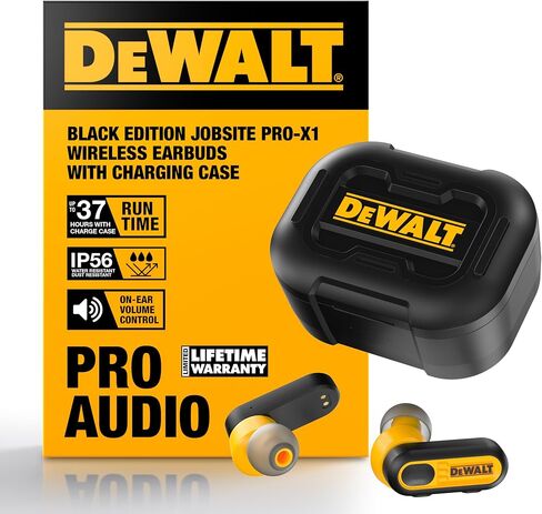 DEWALT True Wireless Bluetooth Earbuds — TWS Bluetooth Headphones — Wireless Earbuds with Type C Charging Case — Waterproof Wireless Earphones — Jobsite Pro-X1 Premium Sound for Outdoor Work in Saudi Arabia
