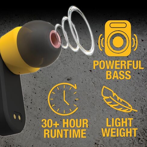 DEWALT True Wireless Bluetooth Earbuds — TWS Bluetooth Headphones — Wireless Earbuds with Type C Charging Case — Waterproof Wireless Earphones — Jobsite Pro-X1 Premium Sound for Outdoor Work in Saudi Arabia
